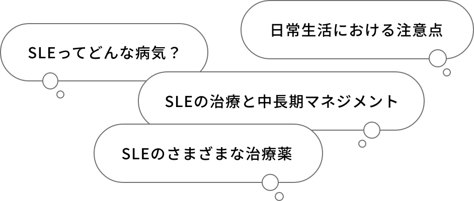 SLEってどんな病気？日常生活における注意点 SLEの治療と中長期マネジメントSLEのさまざまな治療薬